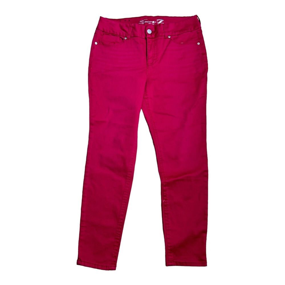 Seven7 Pink Tummyless Zip Fly‎ High Rise Skinny Casual Denim Jeans Size 16